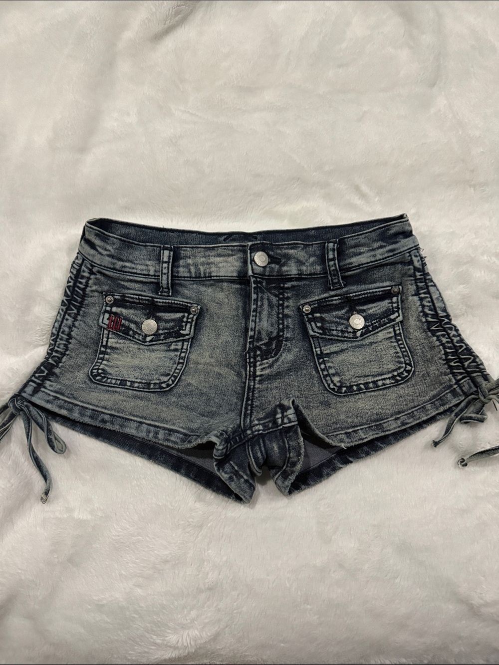 BDG Blue Washed Lace-Up Denim Shorties